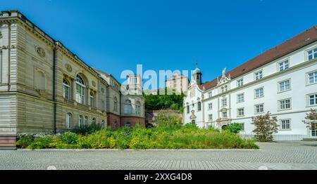 View of the Friedrichsbad, new castle and Convent school of the Holy grave  Baden-Baden, Germany Stock Photo