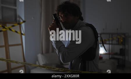 forensic investigator documenting evidence with camera at crime scene ...