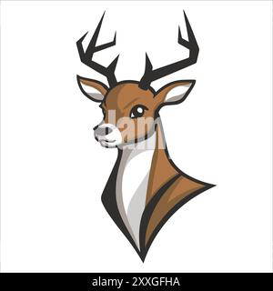 Stylized deer logo template design, geometric deer logo concept, rain deer illustration Stock Vector