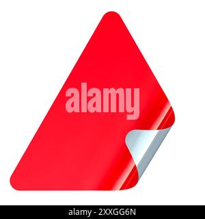 Triangle sticker, red color. 3D rendering isolated on white background Stock Photo