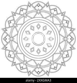 Simple mandala coloring page vector on white. Stock Vector