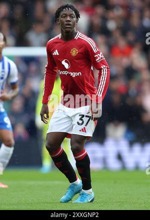 Brighton and Hove, UK. 24th Aug, 2024. Manchester United's Kobbie Mainoo during the Premier League match at the AMEX Stadium, Brighton and Hove. Picture credit should read: Paul Terry/Sportimage Credit: Sportimage Ltd/Alamy Live News Stock Photo