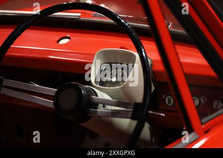 60s car dashboard instrument panel design Stock Photo