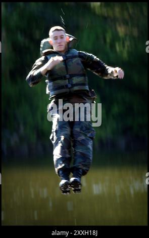 West Point, New York, USA, 07.11.2002; New Cadets and Sophomor Cadets undergoing summer training at Camp Buckner at the United States Military Academy ( USMA) at West Point. DIGITAL Stock Photo