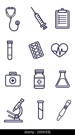 Set of medical icons. Vector illustration on a white background. Stock Vector
