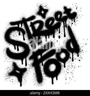 graffiti Street food text sprayed in black over white. Stock Vector
