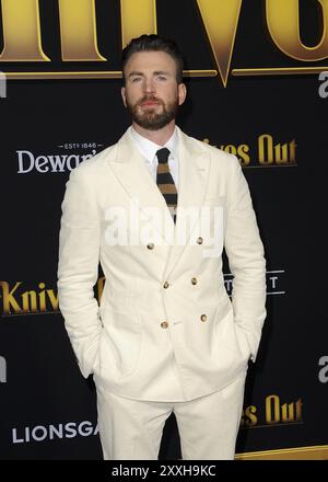 Chris Evans at the Los Angeles premiere of 'Knives Out' held at the Regency Village Theatre in Westwood, USA on November 14, 2019 Stock Photo