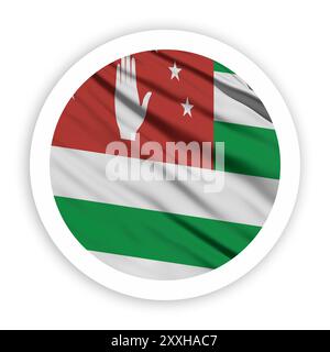 Abkhazia Waving Flag with White Rounded Circle Frame Stock Photo