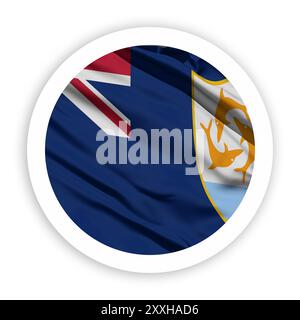 Anguilla Waving Flag with White Rounded Circle Frame Stock Photo