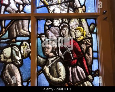 Amsterdam, Netherlands. August 26, 2023. Close up of stained glass windows Stock Photo