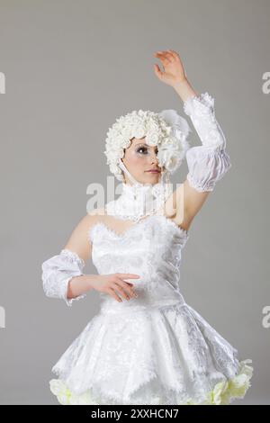 Ballet dancer in a white costume Stock Photo