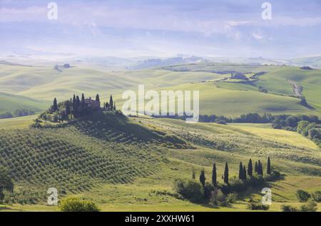 Tuscany house in fog, Tuscany house in fog 09 Stock Photo