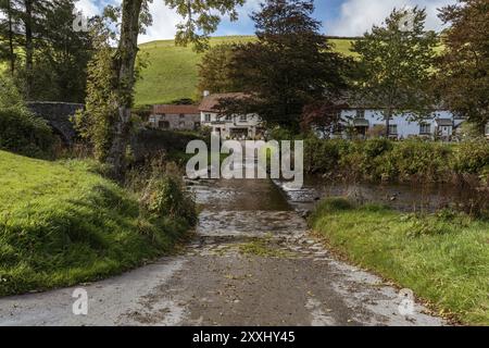 Malmsmead, Devon, England, UK, October 03, 2018: The ford crossing Badgworthy Water Stock Photo