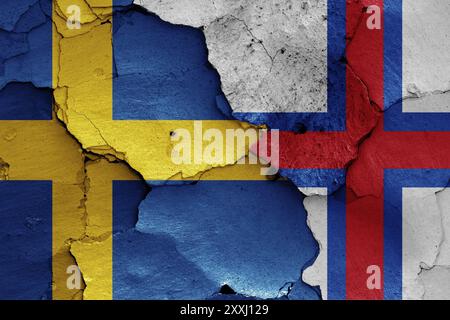 Flags of Faroe Islands and Sweden painted on cracked wall Stock Photo ...