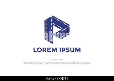 Initial Letter D with Film Strip for Digital Film Logo Design Vector Stock Vector