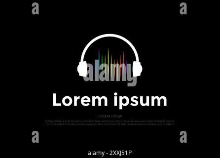 Headset with Sound Waveform for Podcast Dj Music Logo Design Vector Stock Vector