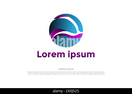 Futuristic Violet 3D Circle Circular Round Bubble Logo Design Vector Stock Vector
