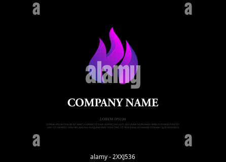 Modern 3D Violet Fire Flame Logo Design Vector Stock Vector