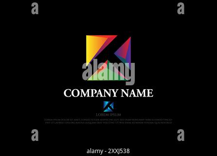 Modern Colorful Geometric Diamond Gem Stone Crystal Logo Design Vector Stock Vector