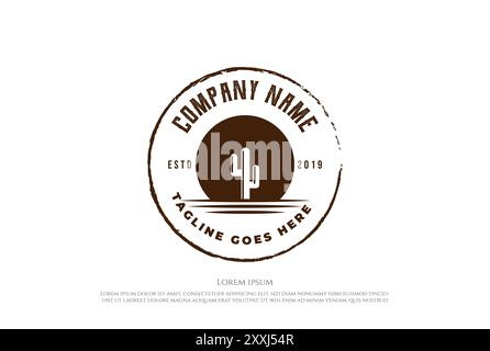 Retro Vintage Dessert Cactus Plant Logo Design Vector Stock Vector