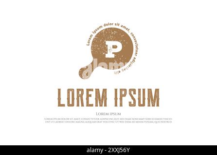 Vintage Retro Letter P for Pizza Pizzeria Logo Design Vector Stock Vector