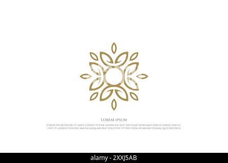 Geometric Elegant Golden Mandala Flower Leaf Pattern Logo Design Vector Stock Vector