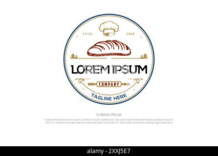 Retro Vintage Bakery or Bake Shop Stamp Label Seal Logo Design Vector Stock Vector