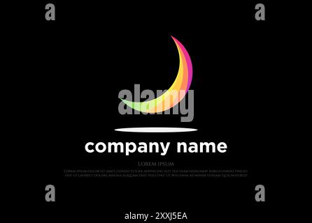 Simple Minimalist Colorful Crescent Moon Logo Design Vector Stock Vector
