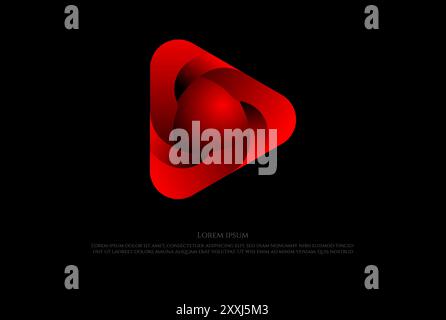 Modern Futuristic Red Triangle Play Button or Letter D Logo Design Vector Stock Vector