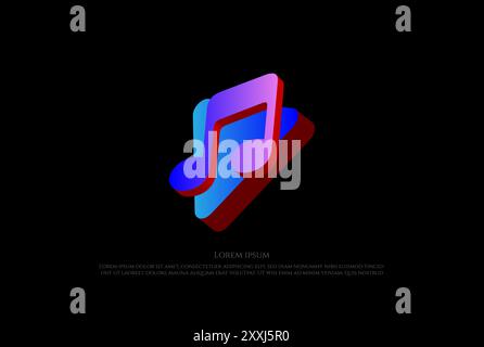Simple Minimalist Modern Colorful 3D Note and Play Button for Music Logo Design Vector Stock Vector