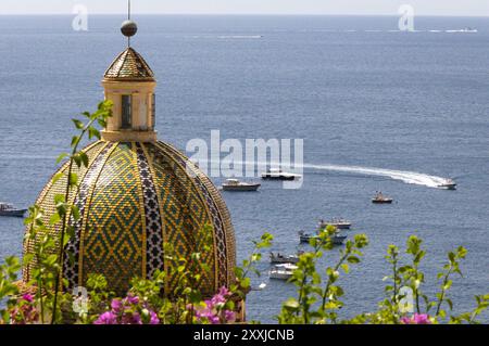 View of the dome of Church of Santa Maria Assunta Positano Stock Photo