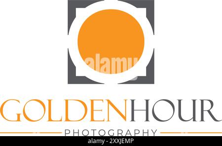 Golden Hour Photography logo Design Stock Vector