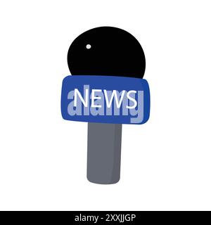 News or social media concept microphone doodle flat isolated illustration. Stock Vector
