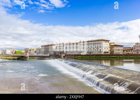 Pescaia di Santa Rosa cascade in the Arno river in Florence, Italy Stock Photo