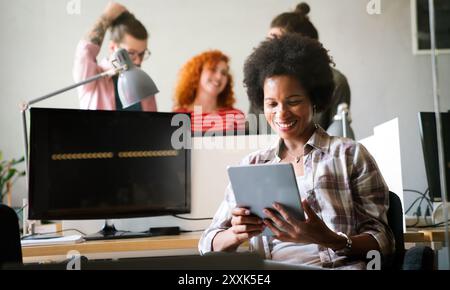 Software engineers working on project and programming in company. Startup business concept Stock Photo