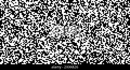 Monochrome qr code seamless pattern with pixel texture. 2 bit bg for scanners. Vector abstract background Stock Vector