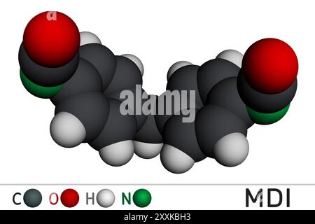 Methylene diphenyl diisocyanate, MDI molecule. It is core component in ...