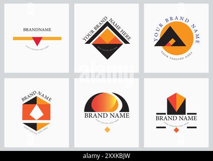 Modern Bold Geometric Brand Logos Collection Stock Vector