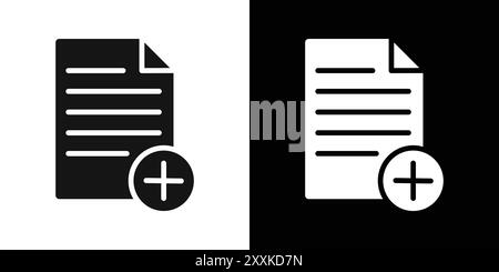 Add new document icon logo sign vector outline in black and white color Stock Vector