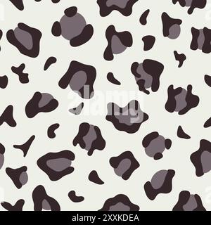 Snow leopard skin vector seamless pattern. Abstract panther wild cat animal print repeat pattern background, wallpaper, textile design. Stock Vector