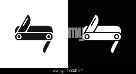 Army penknife icon logo sign vector outline in black and white color Stock Vector