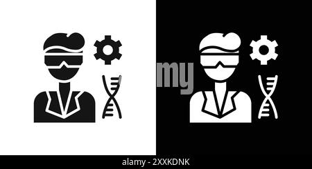 Biomedical engineer icon logo sign vector outline in black and white color Stock Vector