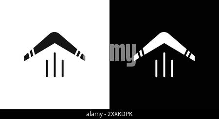 Boomerang Icon logo sign vector outline in black and white color Stock Vector