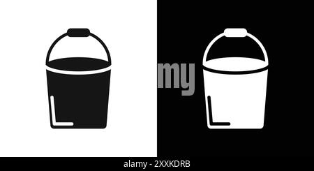 bucket icon logo sign vector outline in black and white color Stock Vector