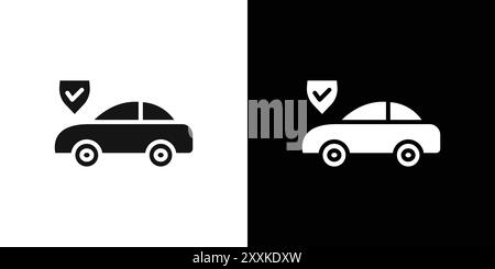 Car insurance icon logo sign vector outline in black and white color Stock Vector