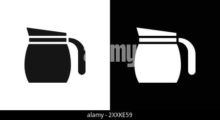 coffee pot icon logo sign vector outline in black and white color Stock Vector