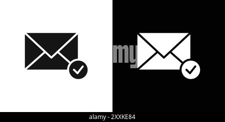 check message icon logo sign vector outline in black and white color Stock Vector