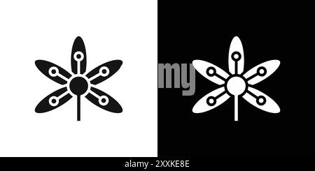 Crocus Icon logo sign vector outline in black and white color Stock Vector