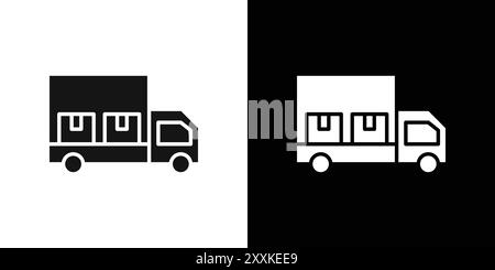 delivery truck icon logo sign vector outline in black and white color Stock Vector
