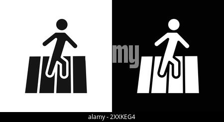 Crosswalk icon logo sign vector outline in black and white color Stock Vector